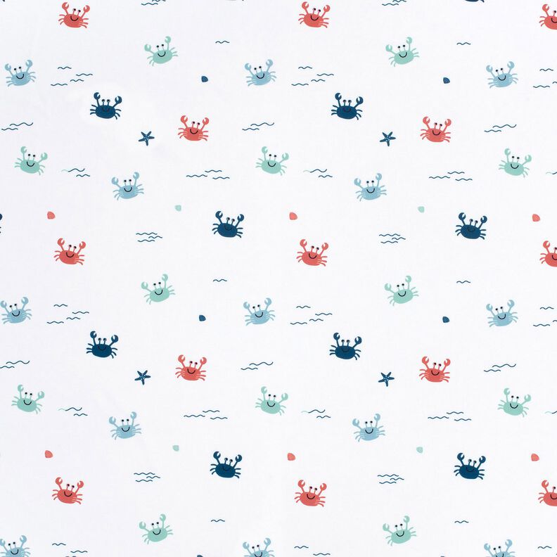 Tissus pour maillot de bain UPF50 Crabes joyeux – blanc/homard,  image number 1