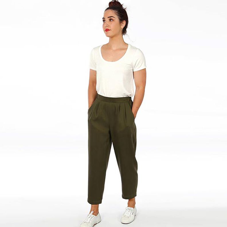 Pantalon coupe œuf avec plis à la ceinture élastique FRAU GUSTA | Patron prêt à découper | XS-XXL,  image number 8