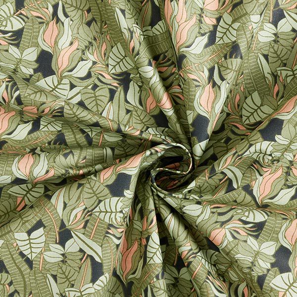 Tissu en coton Cretonne feuilles tropicales – noir/vert,  image number 4