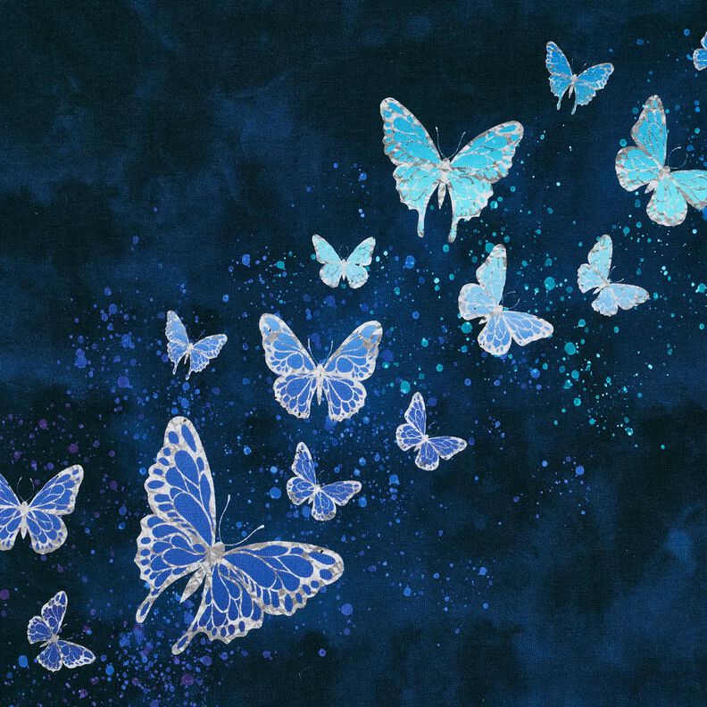Jersey coton Dégradé de papillons | Glitzerpüppi – bleu nuit,  image number 7