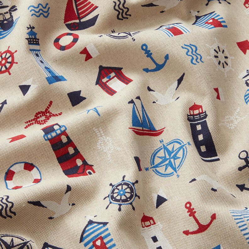 Tissu de décoration Semi-panama Classiques maritimes – nature/bleu marine, image number 2