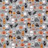 Tissu en coton Popeline Happy Halloween – gris éléphant/orange clair,  thumbnail number 1