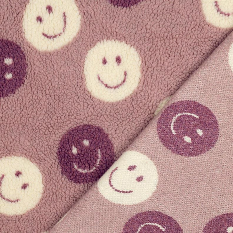 Ourson Smileys | Poppy Fabrics – vieux rose foncé/écru, image number 4