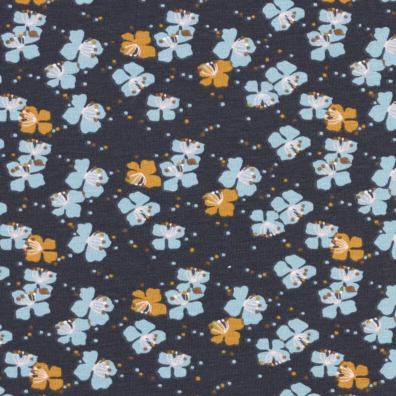 Jersey coton Jolies petites fleurs – bleu noir, image number 1