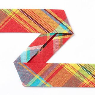 Biais en coton Madras [27 mm] - rouge/turquoise, 