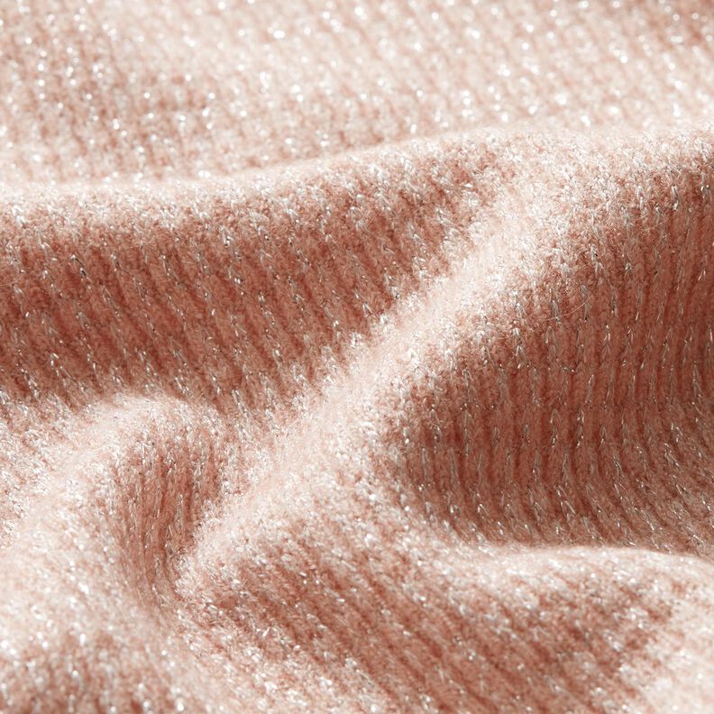 Tricot côtelé pailleté – vieux rose clair/argent,  image number 2