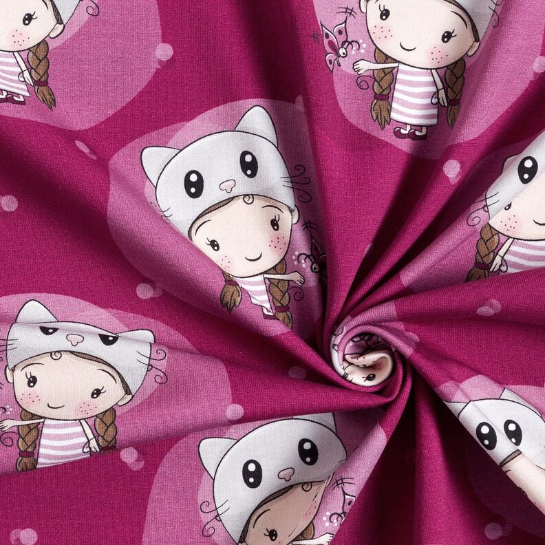 Jersey coton Chatte | Glitzerpüppi  – framboise,  image number 3