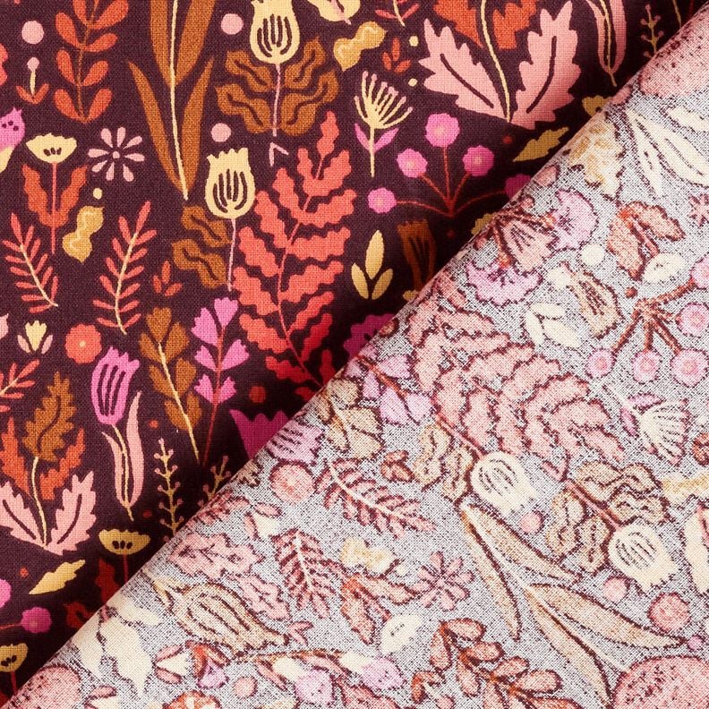 Tissu en coton Cretonne Fleurs sauvages – merlot/pourpre,  image number 4