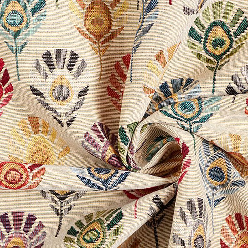 Tissu de décoration Gobelin Plumes de paon – nature,  image number 3