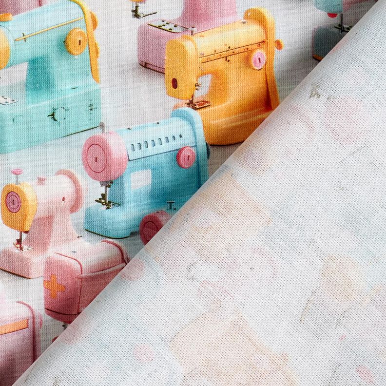 Tissu en coton Popeline machines à coudre colorées – rose clair/turquoise clair, image number 4
