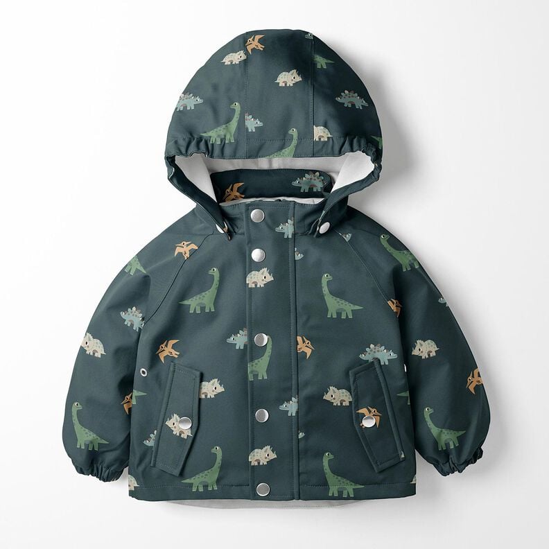 Tissu pour veste de pluie Joyeux dinosaures Impression numérique – granit,  image number 7