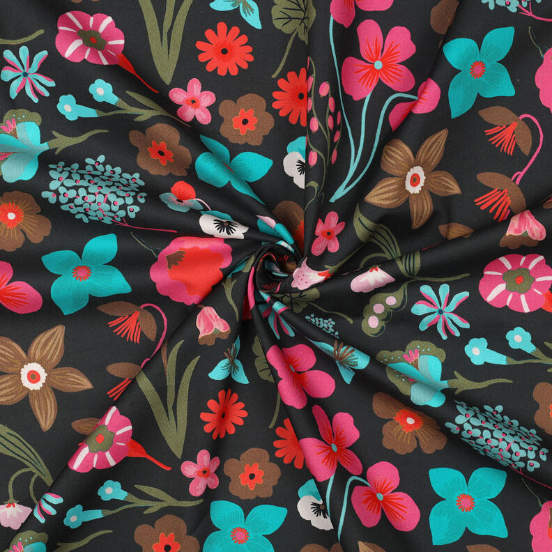 Popeline coton Meadow Flower Impression numérique | Nerida Hansen – noir/turquoise,  image number 3