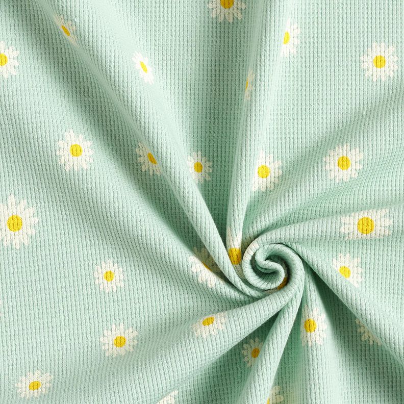 Jersey gaufré marguerites – menthe clair, image number 3