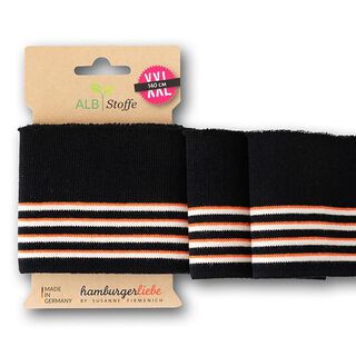 GOTS Bord-côtes CUFF ME COLLEGE [ 140 cm | 7 cm ] | Albstoffe – noir/orange, 