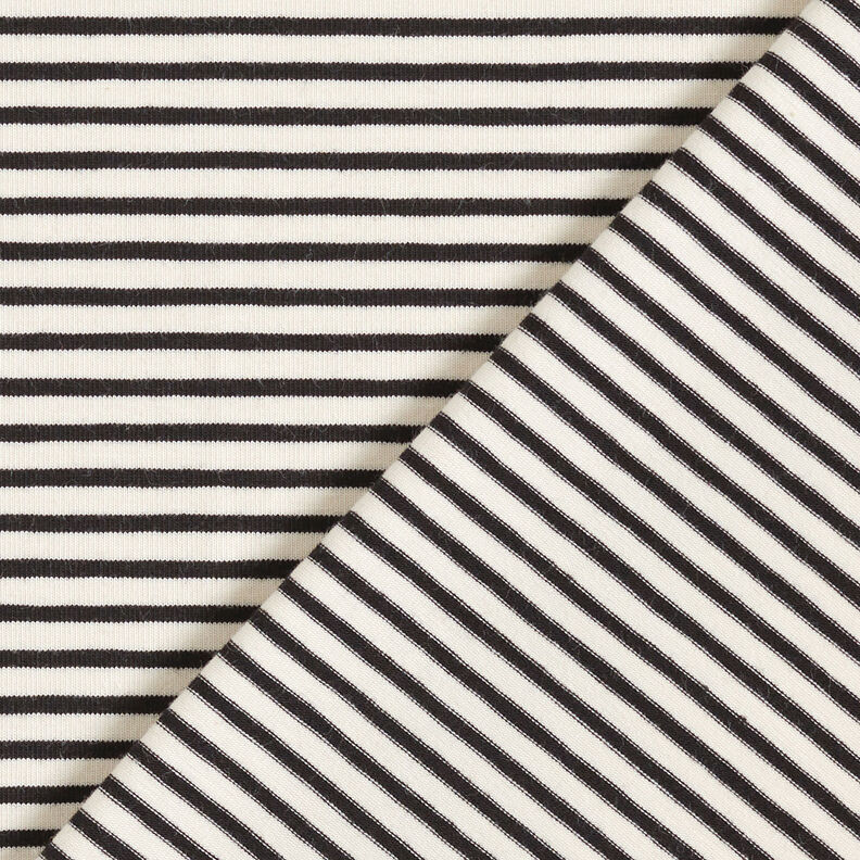 Jersey coton Rayures étroites – crème/noir, image number 4