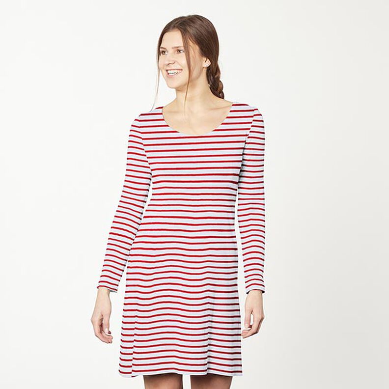 Jersey de coton Rayures fines et larges – blanc/rouge,  image number 7
