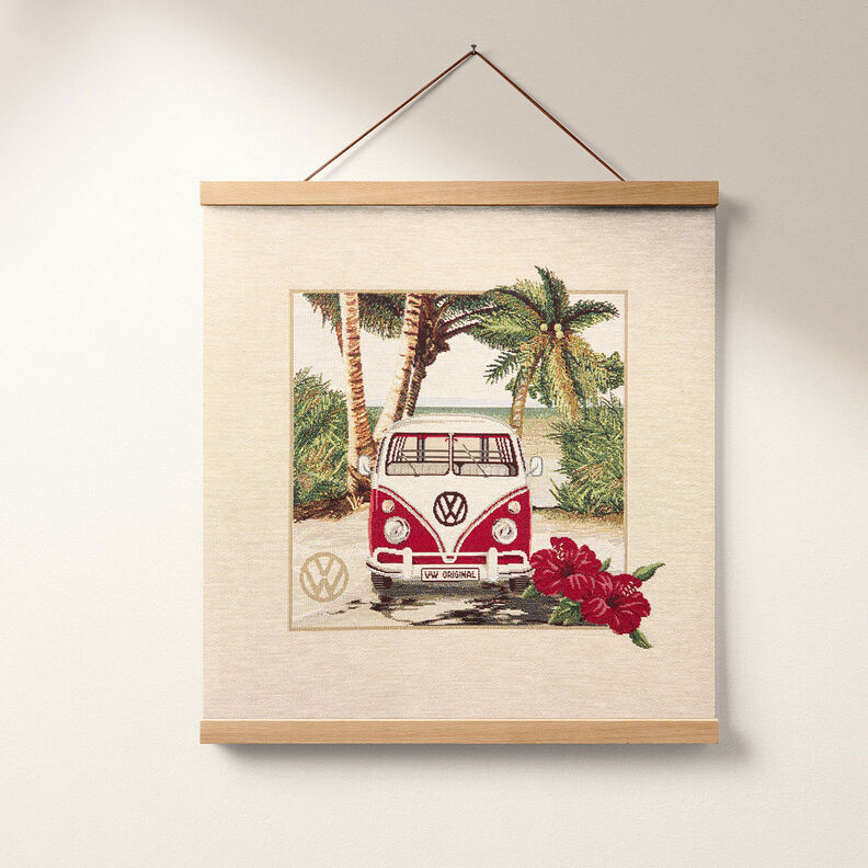 Tissu de décoration Gobelin VW Bulli – nature/rouge,  image number 8
