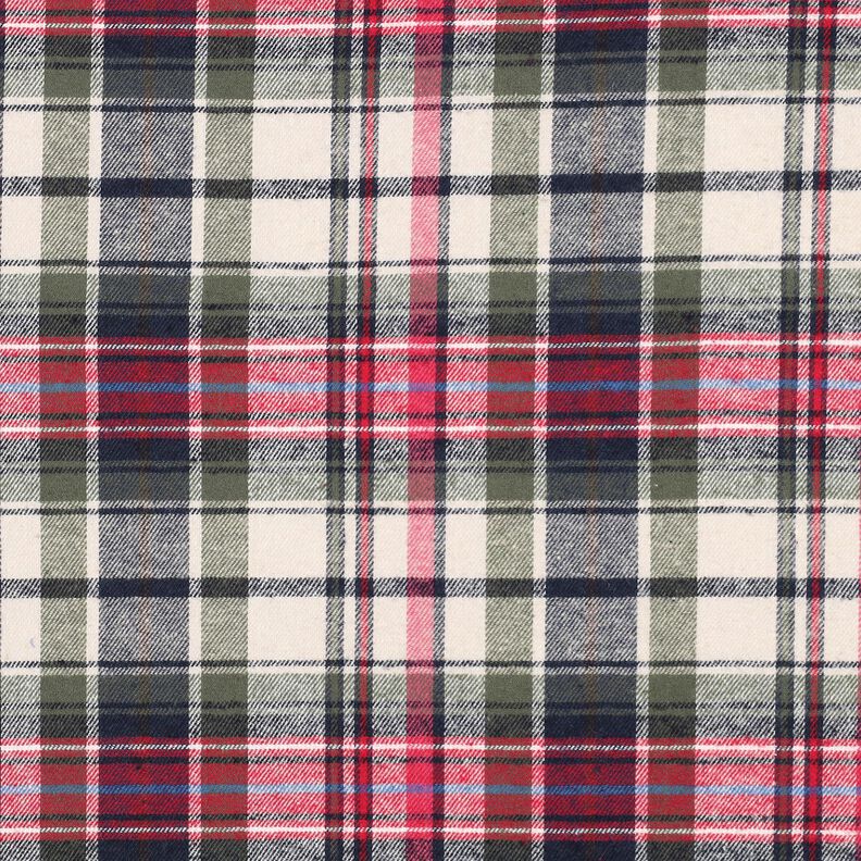 Flanelle coton Karo | Poppy Fabrics – olive/rouge, image number 1