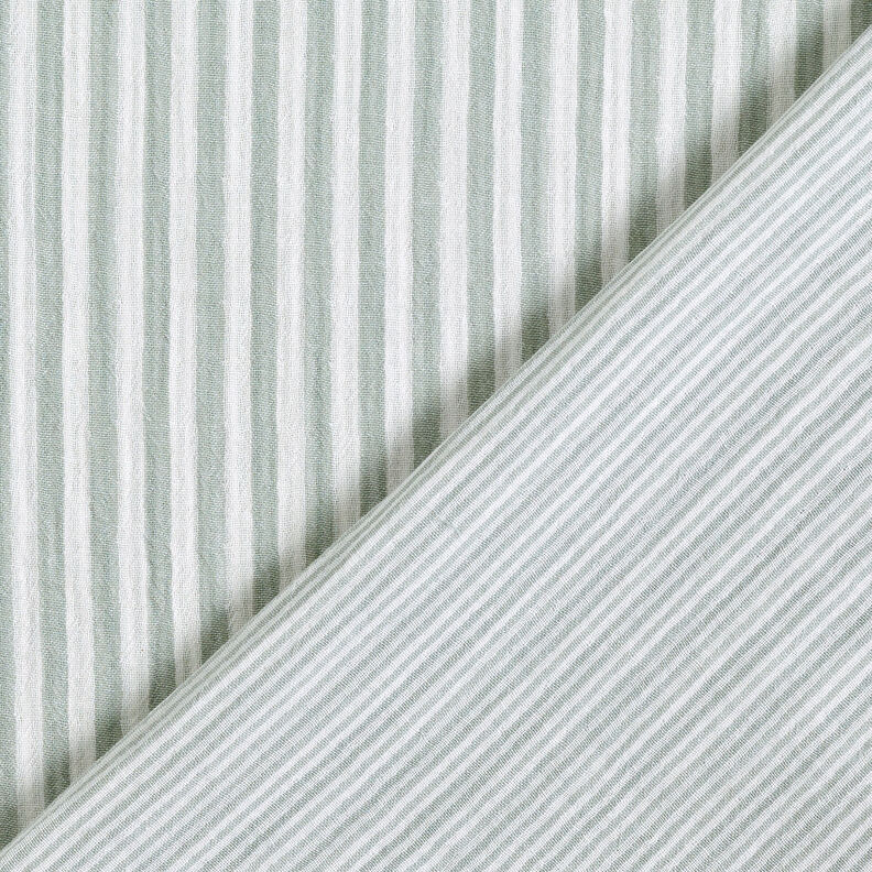 Tissu double gaze de coton Double face Rayures – roseau/blanc, image number 1