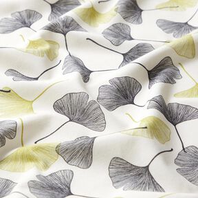 Jersey coton Feuilles de ginkgo &ndash; &eacute;cru/vert tilleul, 