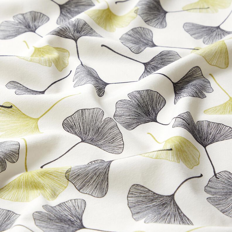 Jersey coton Feuilles de ginkgo &ndash; &eacute;cru/vert tilleul,  image number 2