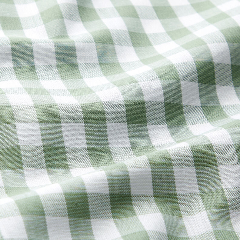 Tissu en coton Vichy à carreaux 1 cm – sauge/blanc,  image number 2