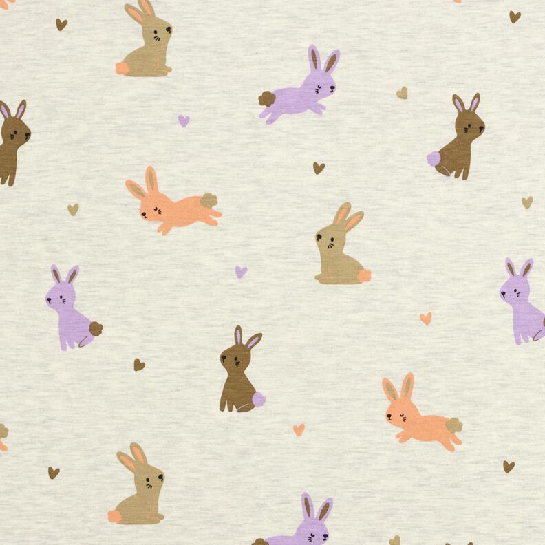 Jersey coton Lapins et petits cœurs | Poppy Fabrics – écru, image number 1