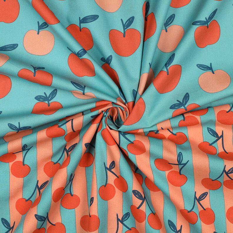 Popeline coton grosses pommes | Poppy Fabrics – bleu aqua/saumon, image number 3