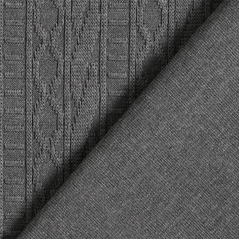 Jersey Jacquard Coton mélangé Rayures décorées – gris foncé,  image number 4