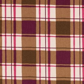 Tissu de décoration Semi-panama Carreaux colorés – mocca/raisin, 
