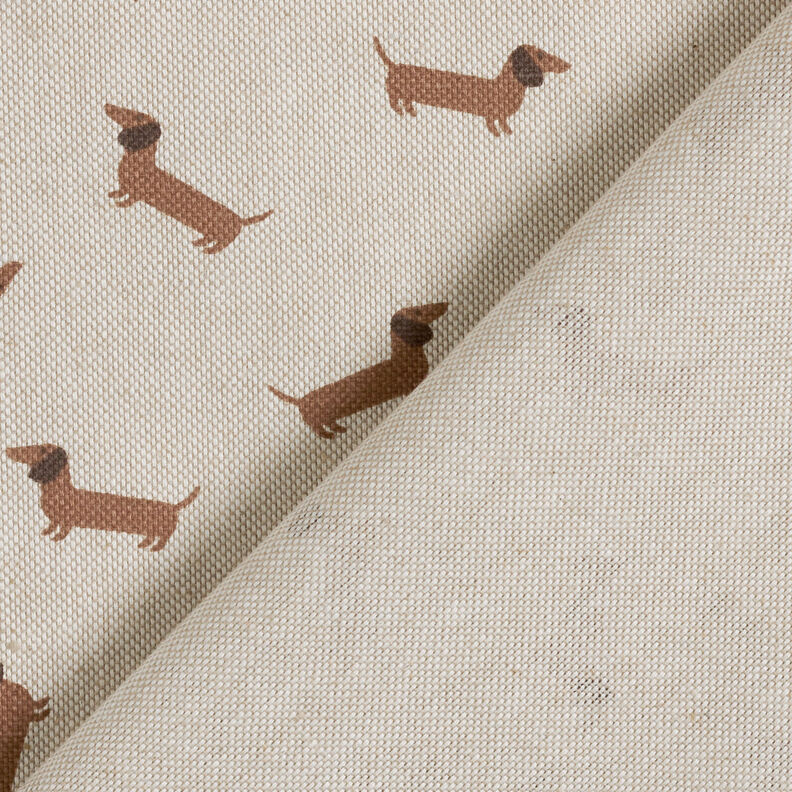 Tissu de décoration Semi-panama Teckels – nature/marron moyen, image number 4