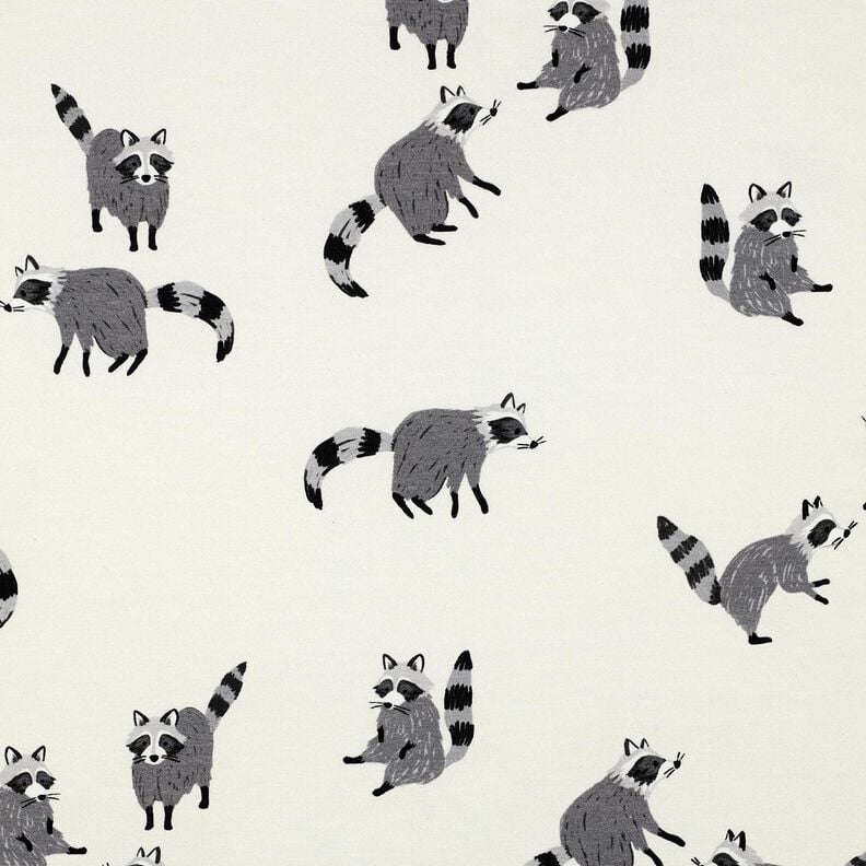 Jersey coton Ratons laveurs Impression numérique | Poppy Fabrics – écru, image number 1