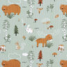 Popeline coton Animaux dans la forêt – vert pastel,  thumbnail number 1