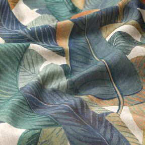 Tissu de décoration Semi-panama Feuilles de bananier – gris bleu/taupe clair, 