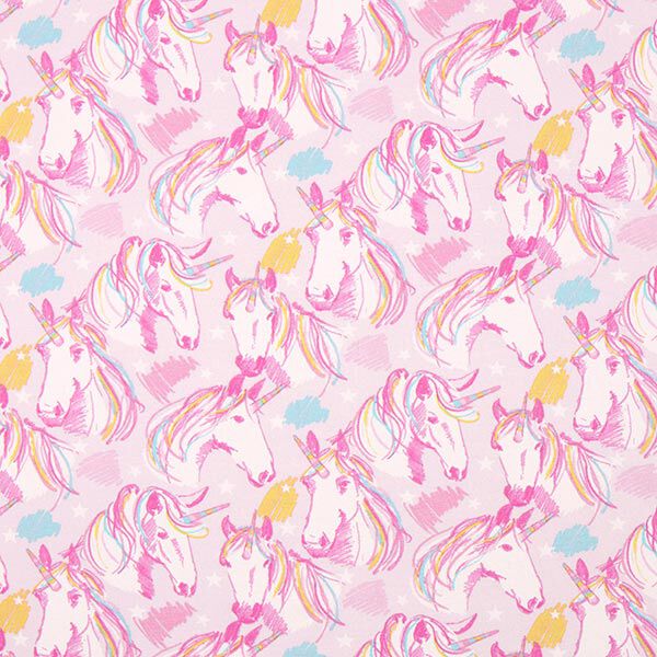 Jersey coton Griffonnage licorne – rose,  image number 1