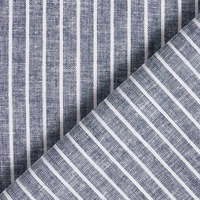Mélange lin coton Larges rayures – bleu nuit/blanc,  image number 4