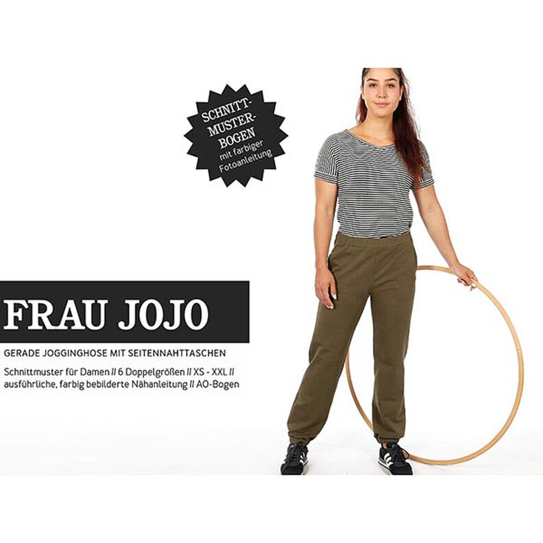 Pantalon de jogging avec poches dans coutures latérales FRAU JOJO | Patron prêt à découper | XS-XXL,  image number 1