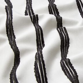 Tissu de décoration Semi-panama Rayures ondulées – noir/ivoire, 