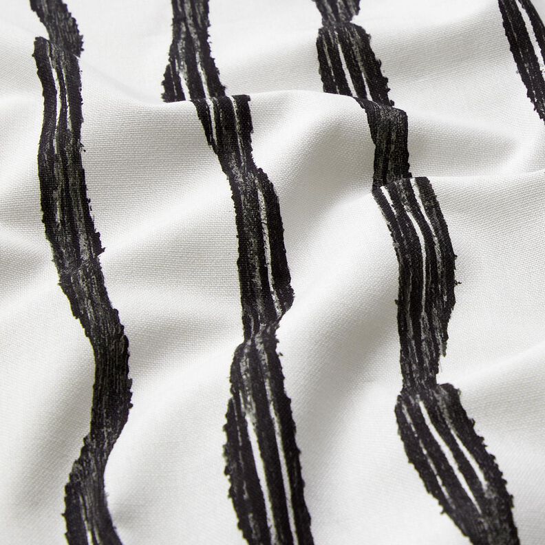 Tissu de décoration Semi-panama Rayures ondulées – noir/ivoire, image number 2