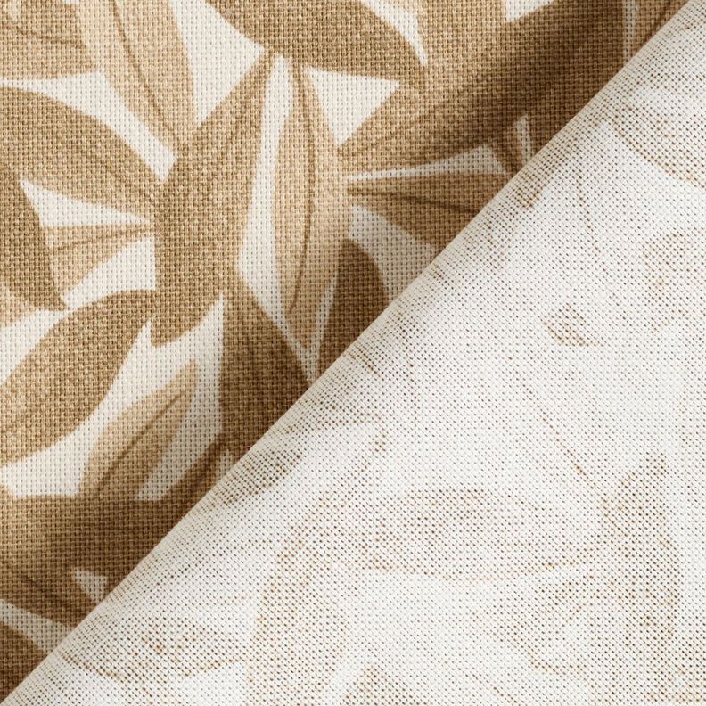 Tissu de décoration Semi-panama Mer de feuilles – écru/marron clair, image number 4
