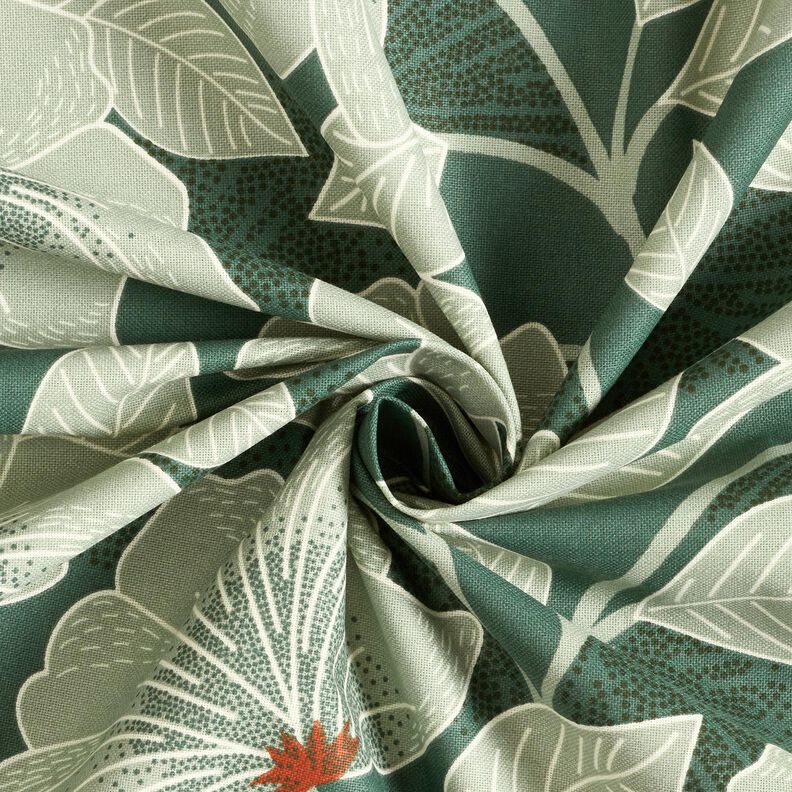 Tissu de décoration Semi-panama Grandes fleurs – vert,  image number 3