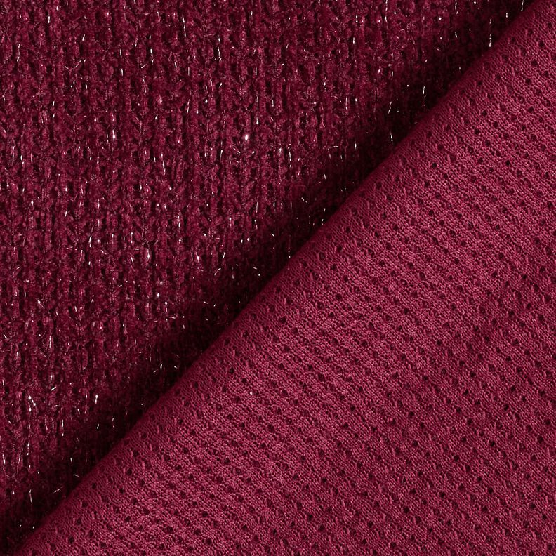 Chenille Jacquard maille Paillettes – rouge bordeaux/argent métallisé,  image number 3