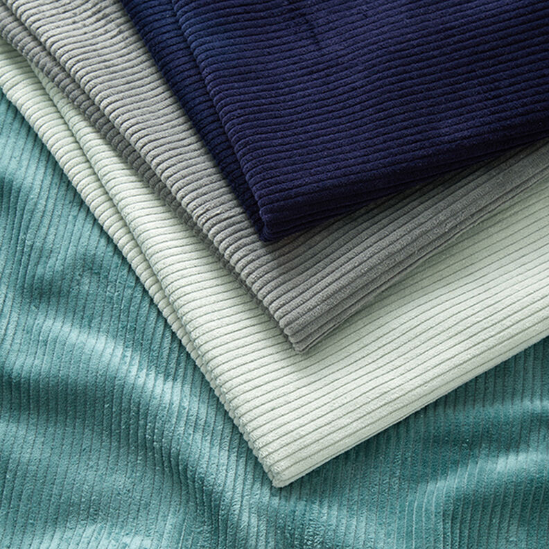 Velours côtelé large prélavé Uni – bleu acier,  image number 7