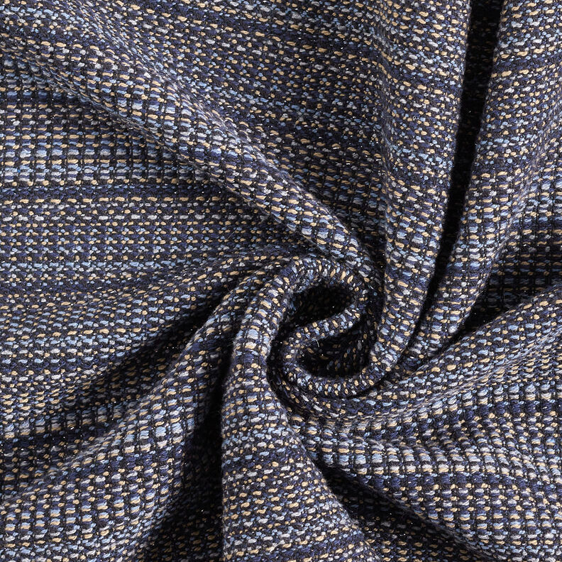 Tissu pour manteau Fil scintillant texturé – bleu nuit/dune,  image number 4