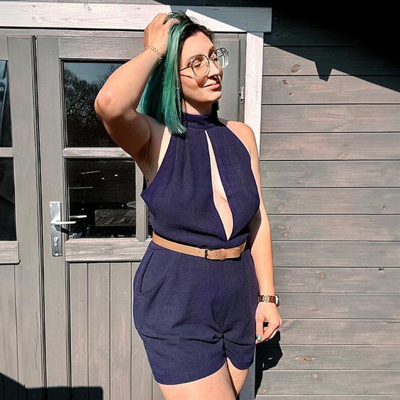 Viscose et lin doux – bleu marine,  image number 11