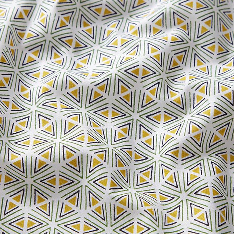 Tissu en coton Cretonne Formes géométriques – blanc/olive,  image number 2