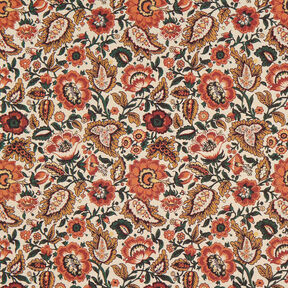 Tissu de décoration Gobelin Motif floral rétro – beige clair/cuivre, 