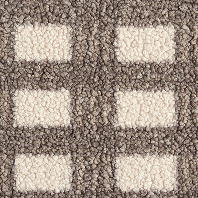 Tricot bouclé à carreaux – écru/marron clair,  image number 1