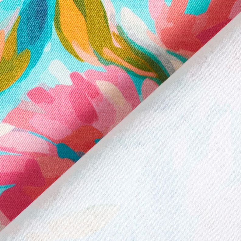 Tissu de décoration Sergé coton Fleurs peintes  – rose/turquoise,  image number 4
