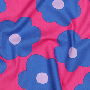 Popeline coton Big Flower | Nerida Hansen – rose intense/bleu jean, 